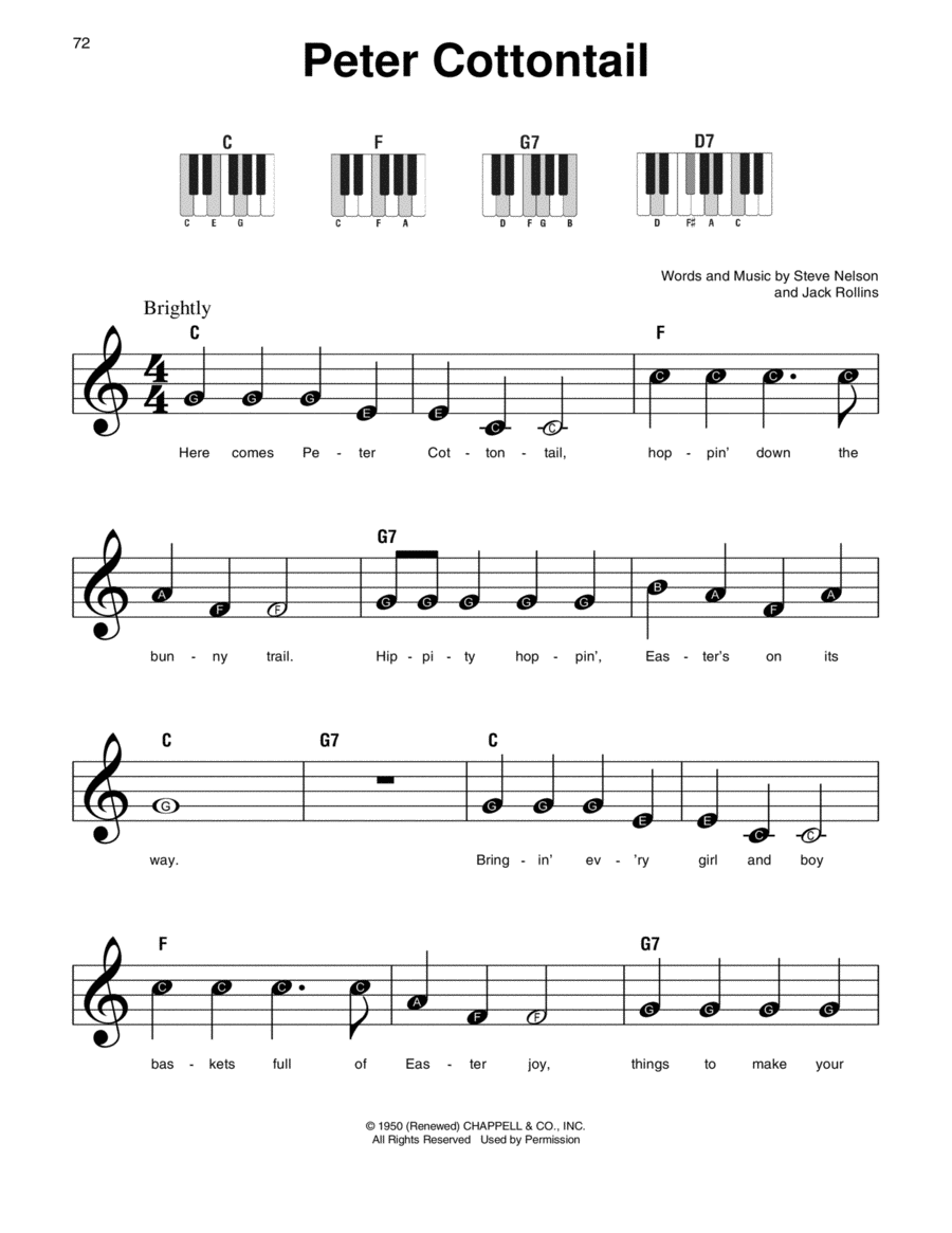 Peter Cottontail Easy Piano scores gallery preview page 1