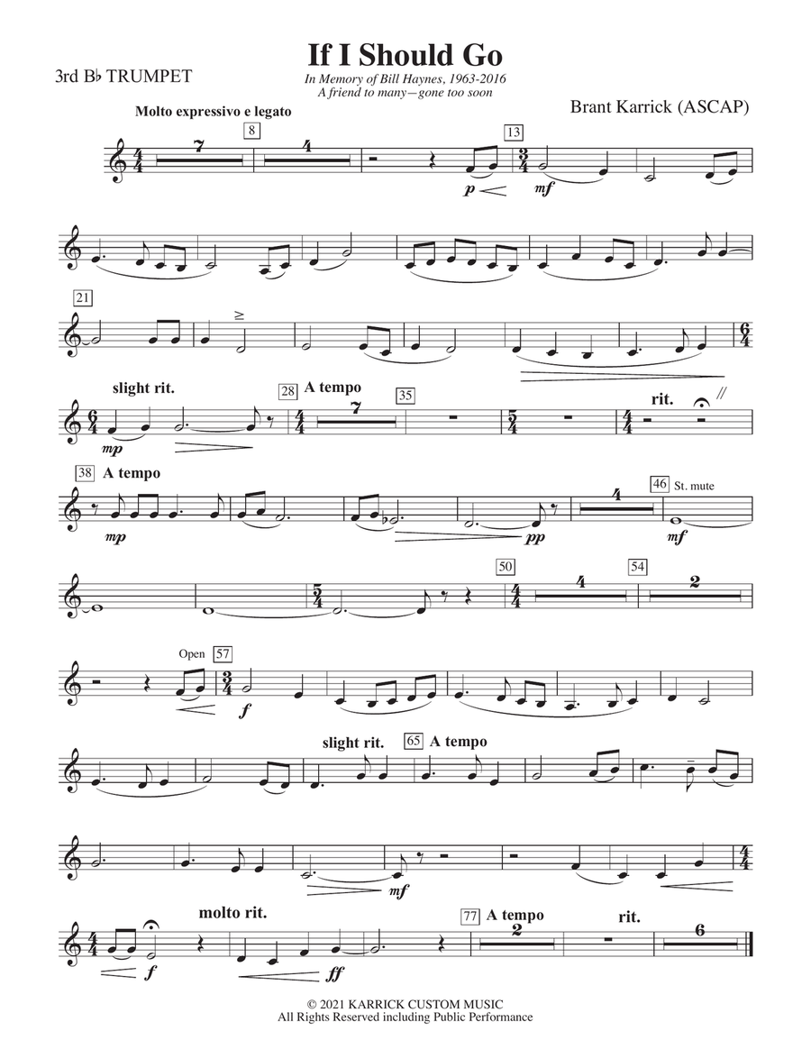 If I Should Go: 3rd B-flat Trumpet