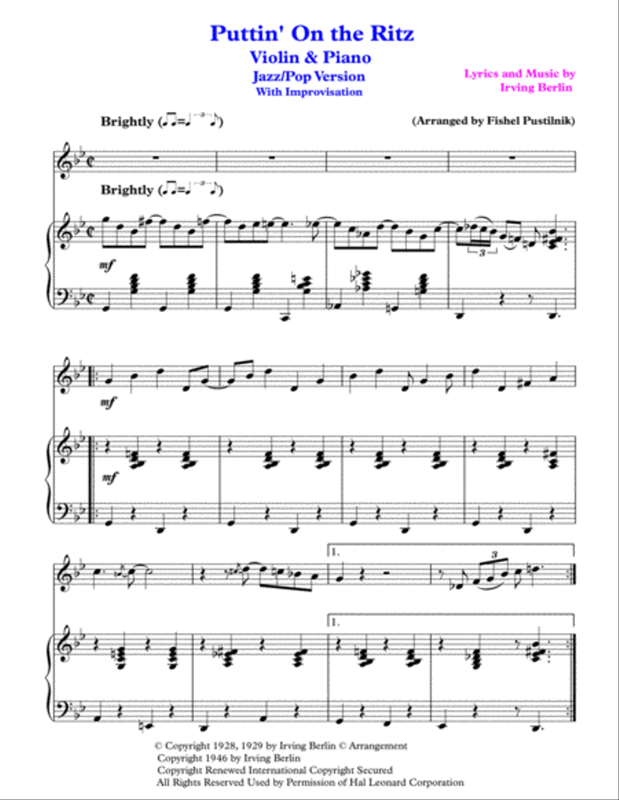 Puttin' On The Ritz Violin Solo scores gallery preview page 2