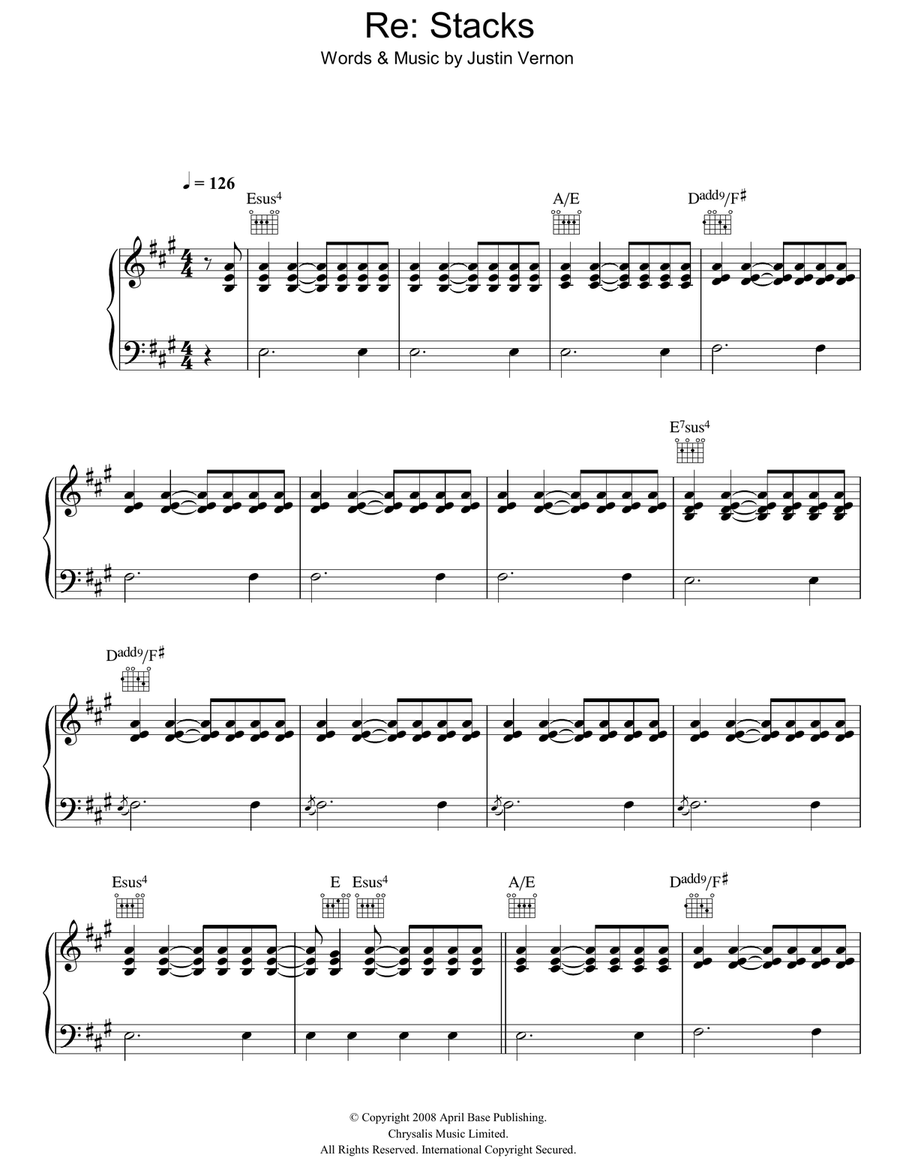 Re: Stacks Piano, Vocal, Guitar scores gallery preview page 1