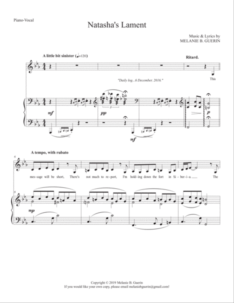Natasha's Lament Natasha's Lament Voice Solo scores gallery preview page 1