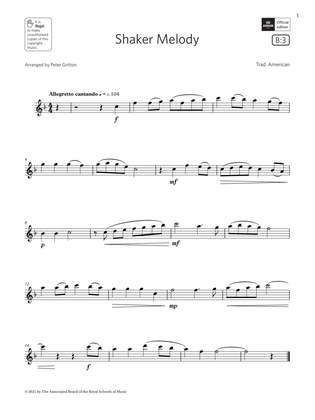 Book cover for Shaker Melody (Grade 2 List B3 from the ABRSM Flute syllabus from 2022)