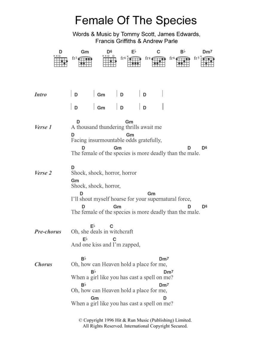 Female Of The Species Female Of The Species Acoustic Guitar scores gallery preview page 1