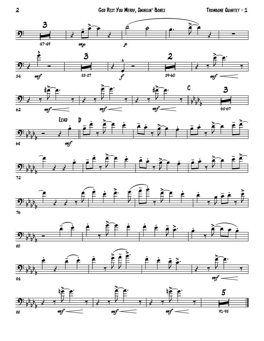 God Rest You Merry, Gentlemen (Trombone Quartet) Brass Quartet scores gallery preview page 5