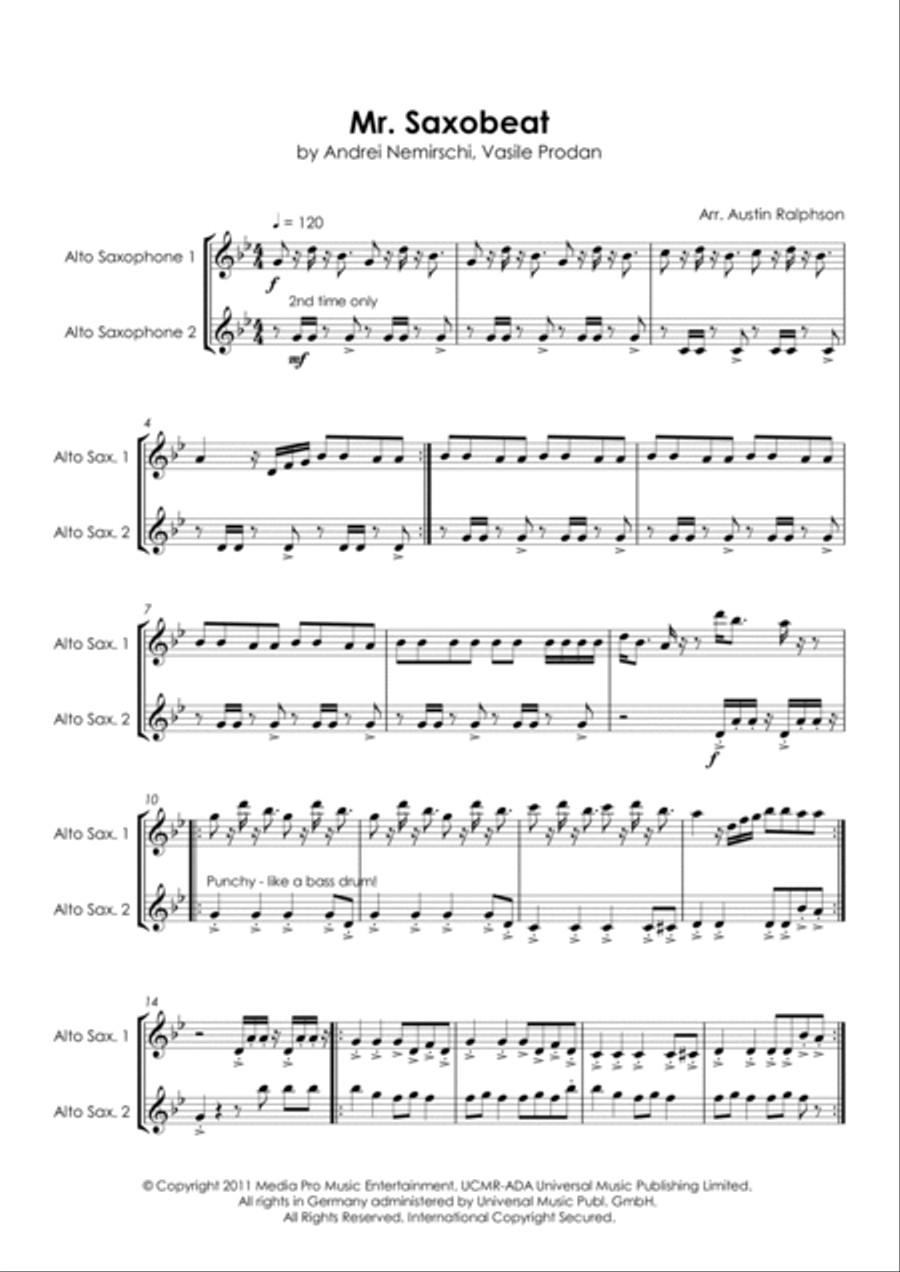 Mr. Beast Outro Jazz Version (Updated) Sheet music for Trombone, Saxophone  alto, Saxophone tenor, Drum group & more instruments (Mixed Quintet)