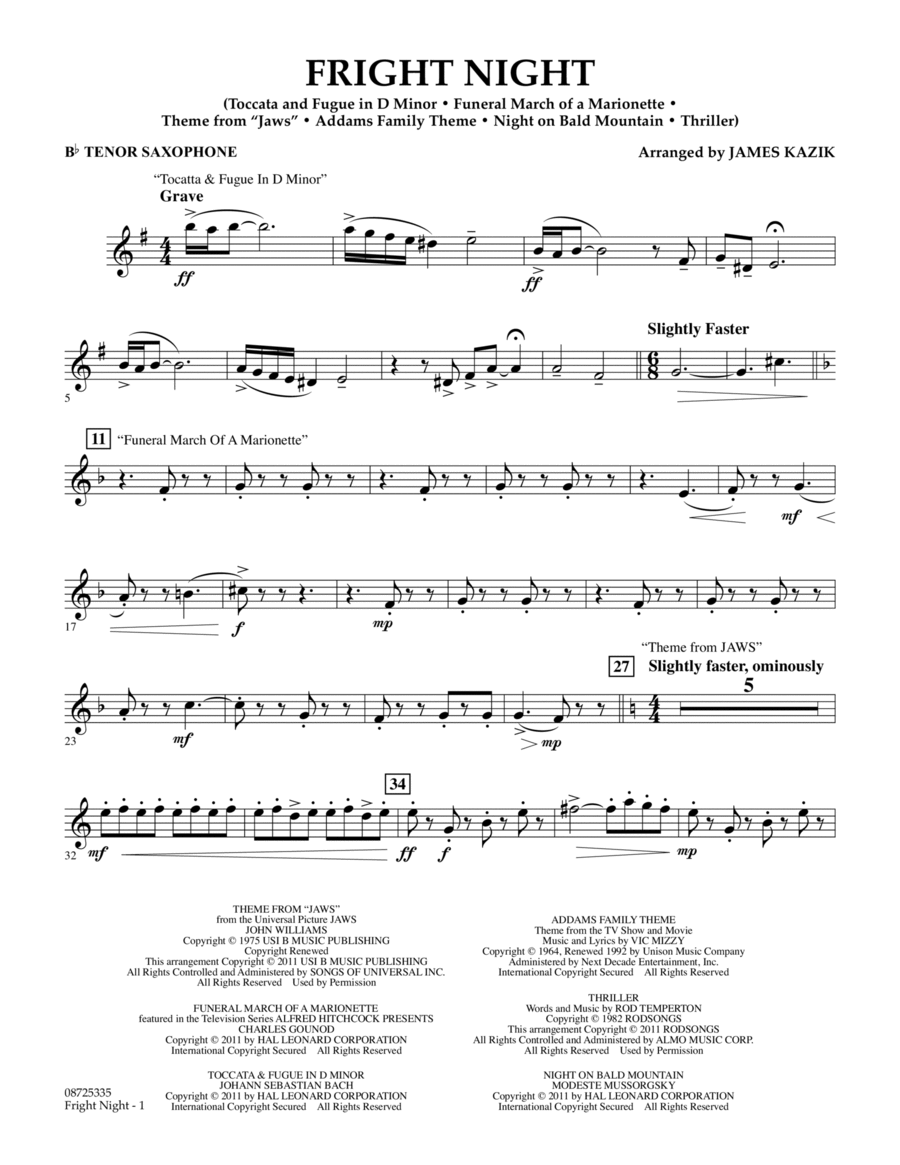 Fright Night - Bb Tenor Saxophone Concert Band scores gallery preview page 1