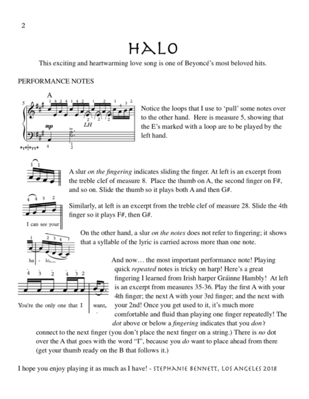 Halo by Beyoncé, for Solo Pedal Harp image number null