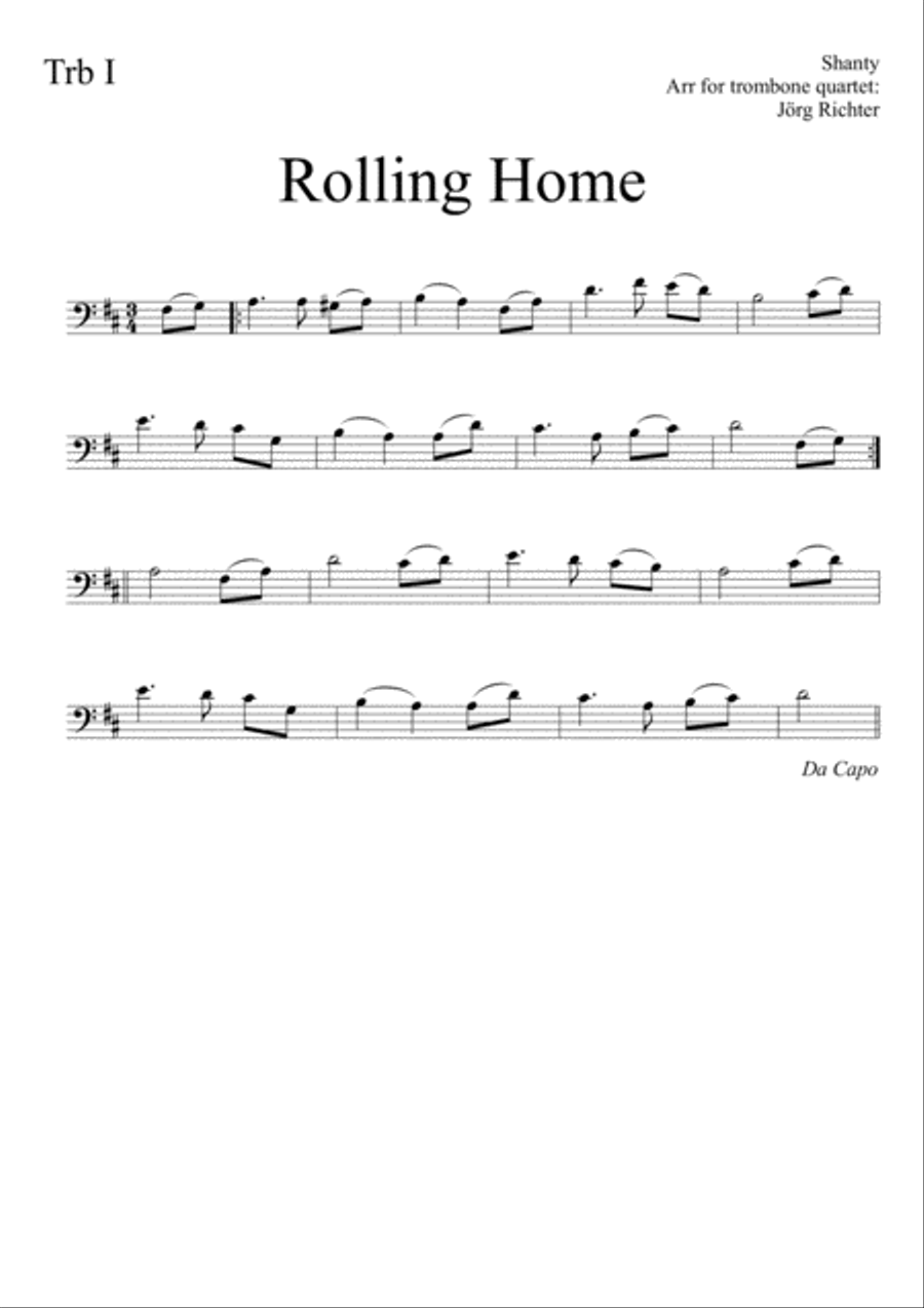 Rolling Home for Trombone Quartet Brass Quartet scores gallery preview page 3