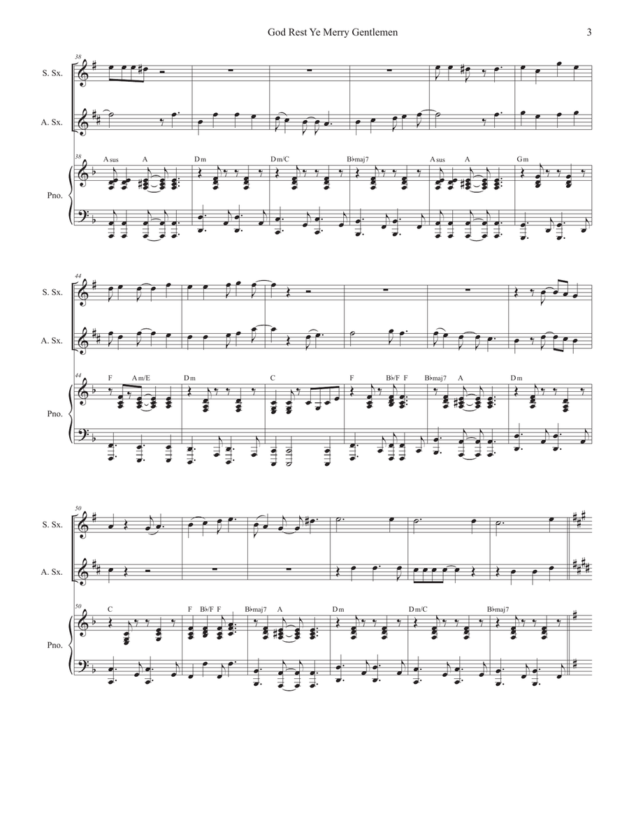 God Rest Ye Merry Gentlemen (Duet for Soprano and Alto Saxophone) Woodwind Duet scores gallery preview page 3
