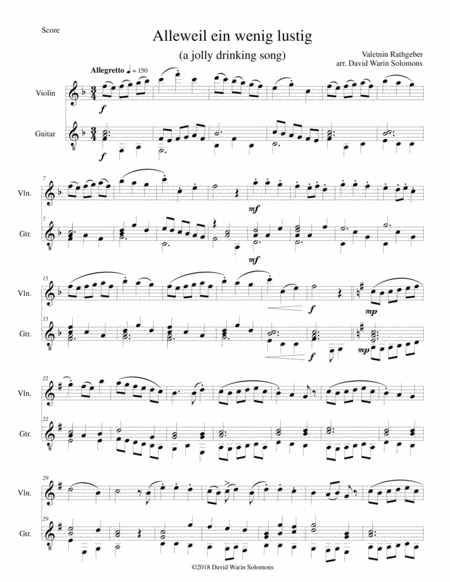 Variations on Alleweil ein wenig lustig for violin and guitar image number null