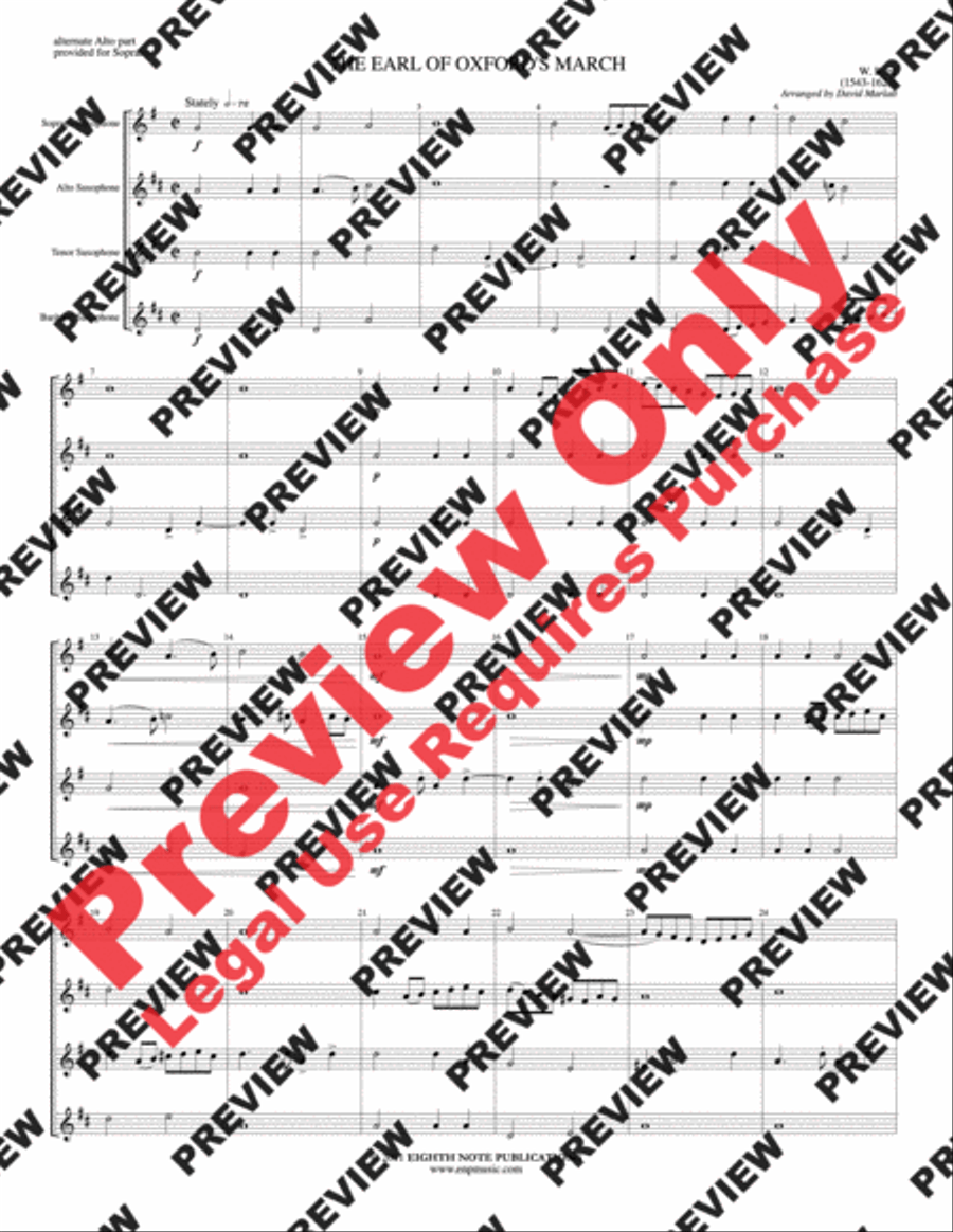 Earl of Oxford's March Small Ensemble scores gallery preview page 3