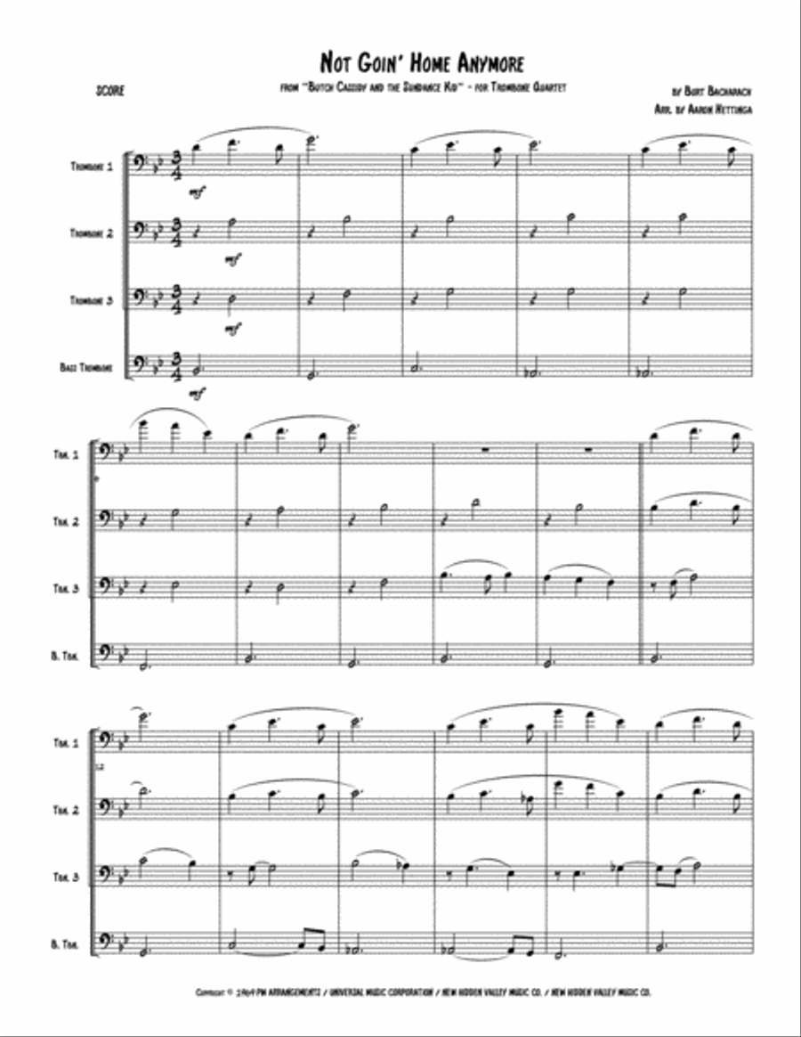 Not Goin' Home Anymore Brass Quartet scores gallery preview page 3