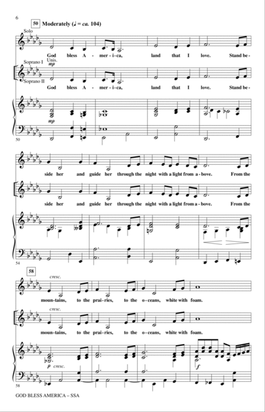 God Bless America (arr. Bruce Healey) SSA scores gallery preview page 5