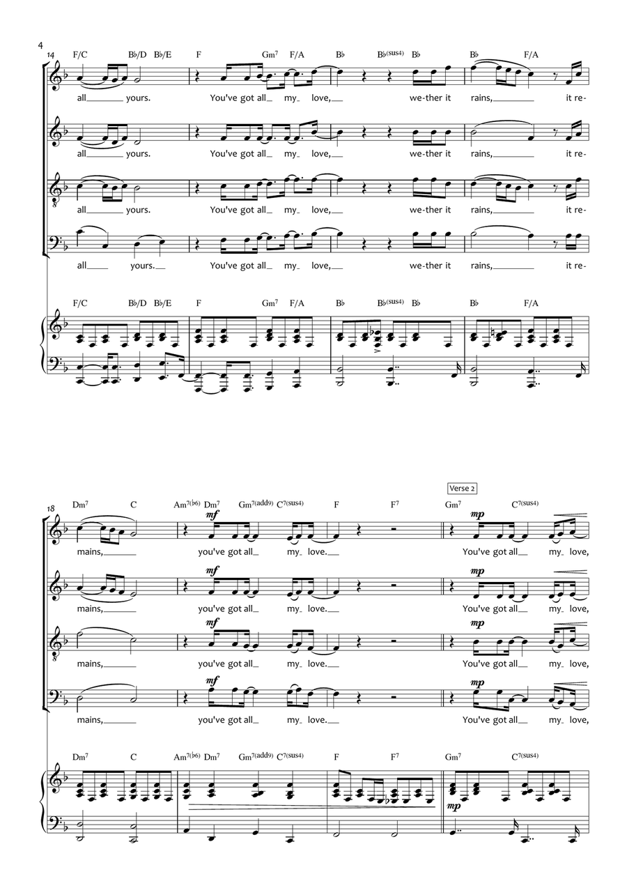 All My Love 4-Part scores gallery preview page 4