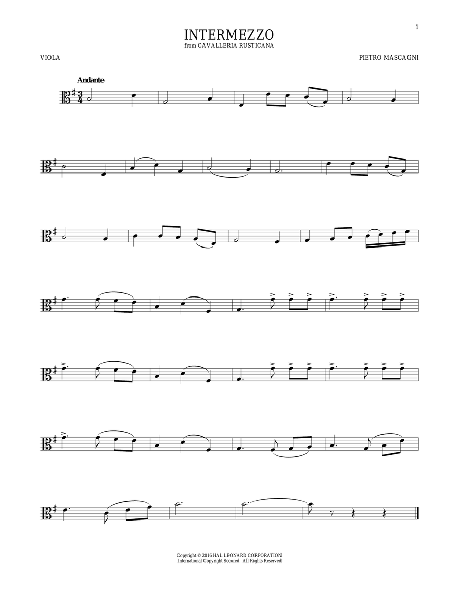 Intermezzo Viola Solo scores gallery preview page 1