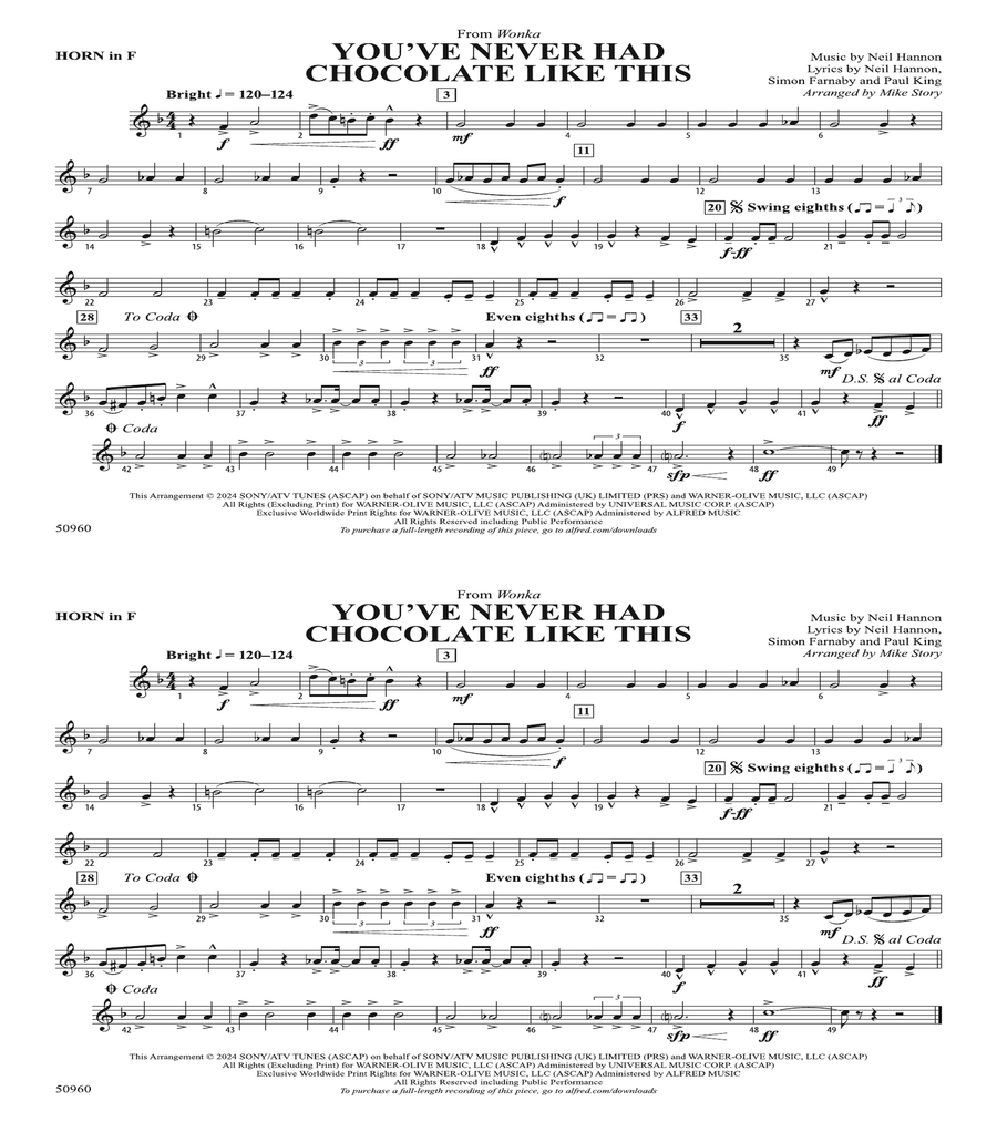 You've Never Had Chocolate Like This: 1st F Horn Horn scores gallery preview page 1