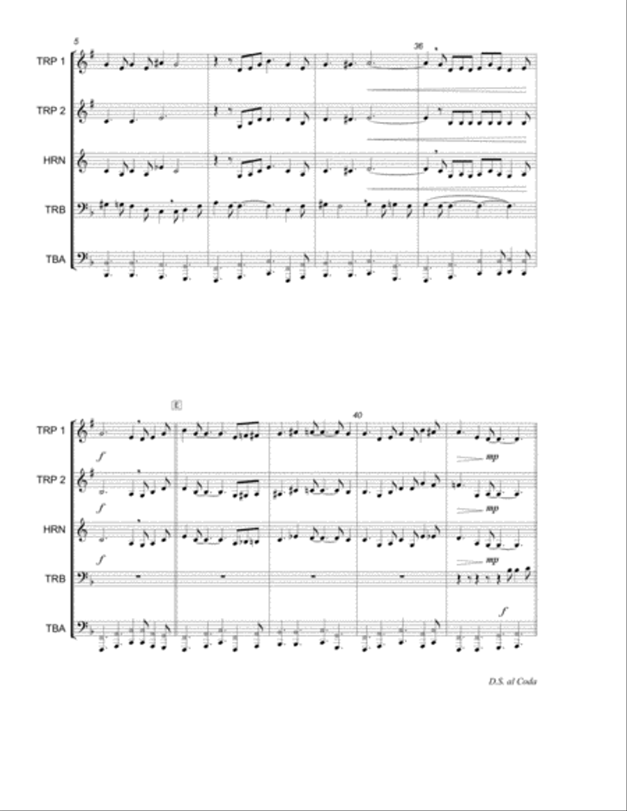 Walkin' After Midnight Brass Quintet scores gallery preview page 6