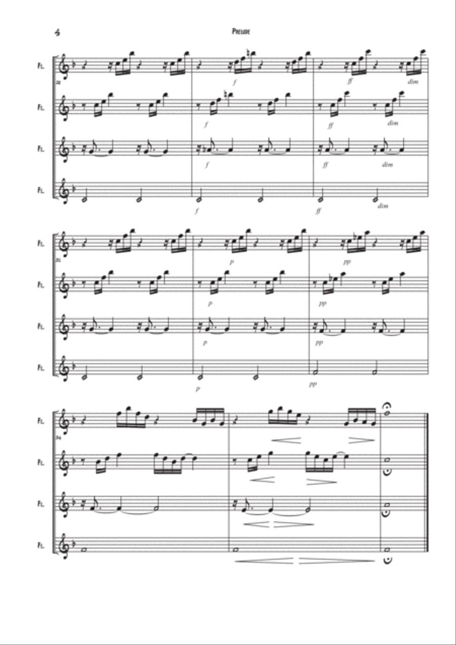 Prelude - Flute quartet Flute Quartet scores gallery preview page 4