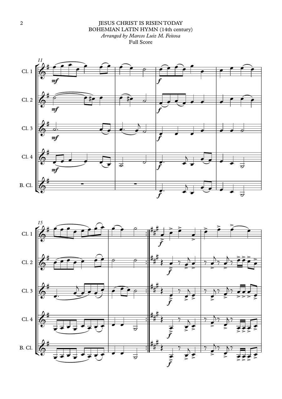 Jesus Christ is Risen Today - Clarinet Quintet Clarinet Quintet scores gallery preview page 4