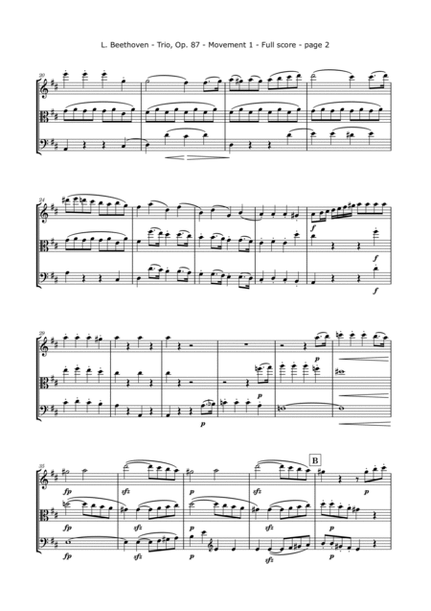 Beethoven, L. - Trio in C., Op. 87, Arranged for Violin, Viola and Cello image number null