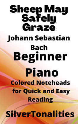 Sheep May Safely Graze Beginner Piano Sheet Music with Colored Notation