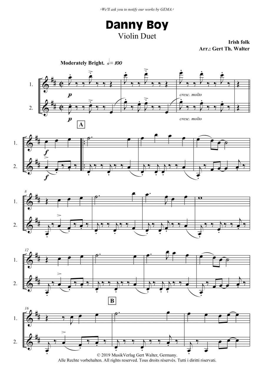 Danny Boy Danny Boy String Duet scores gallery preview page 1