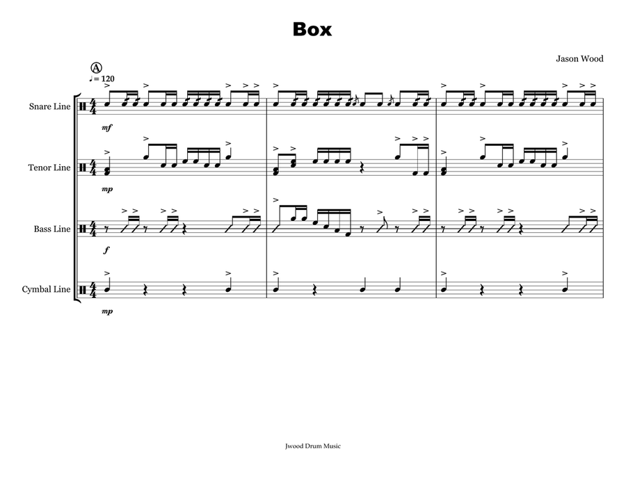 Box (Drumline Cadence) Box (Drumline Cadence) Marching Band scores gallery preview page 1