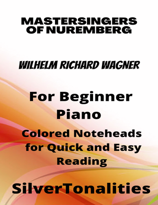 Mastersingers of Nuremberg Beginner Piano Sheet Music with Colored Notation