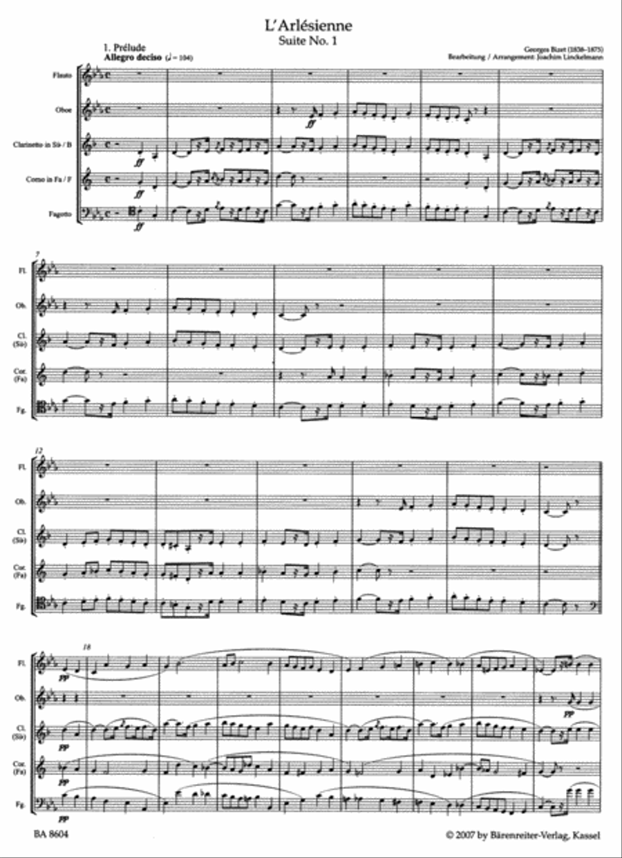 LArlesienne Suite for Woodwind Quintet No. 1