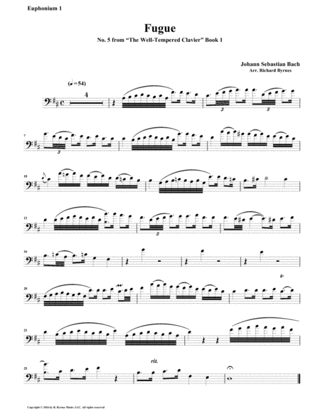 Fugue 05 from Well-Tempered Clavier, Book 1 (Euphonium-Tuba Quintet) image number null