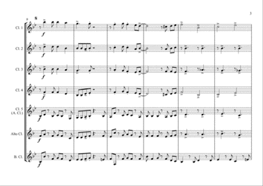 Country Garden - Jazz Arrangement - For Clarinet Choir Clarinet Choir scores gallery preview page 3