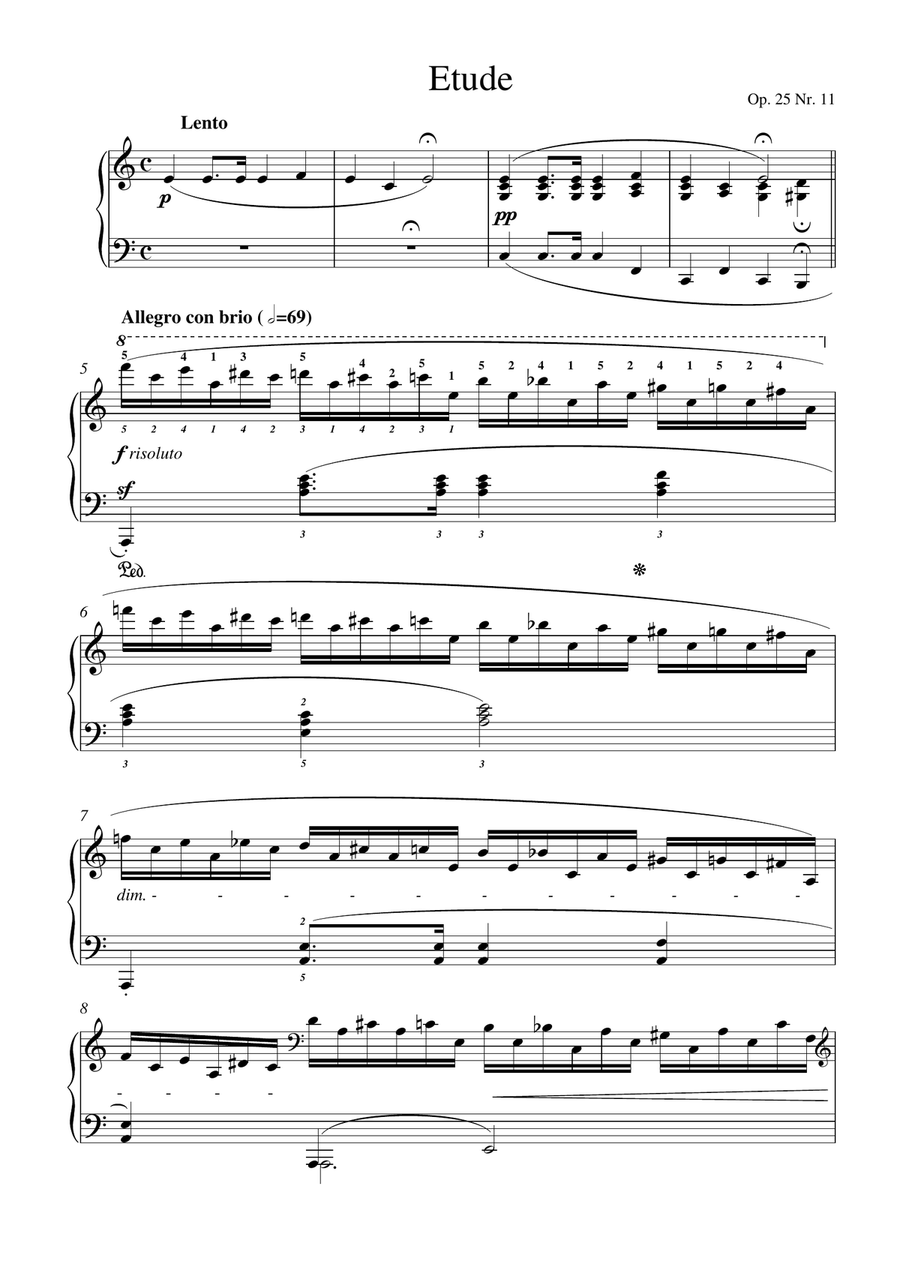 Chopin - Etude Op. 25, No. 11 in A minor ('Winter Wind') for piano solo Piano Method scores gallery preview page 2