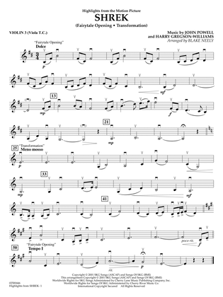 Highlights from Shrek - Violin 3 (Viola Treble Clef)