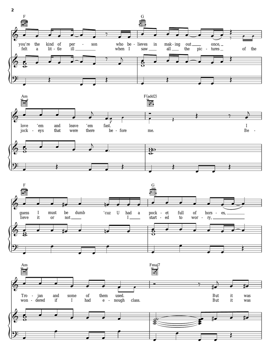 Little Red Corvette Piano, Vocal, Guitar scores gallery preview page 2
