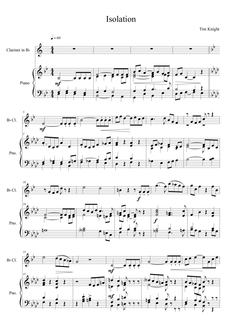 Isolation Clarinet Solo scores gallery preview page 1