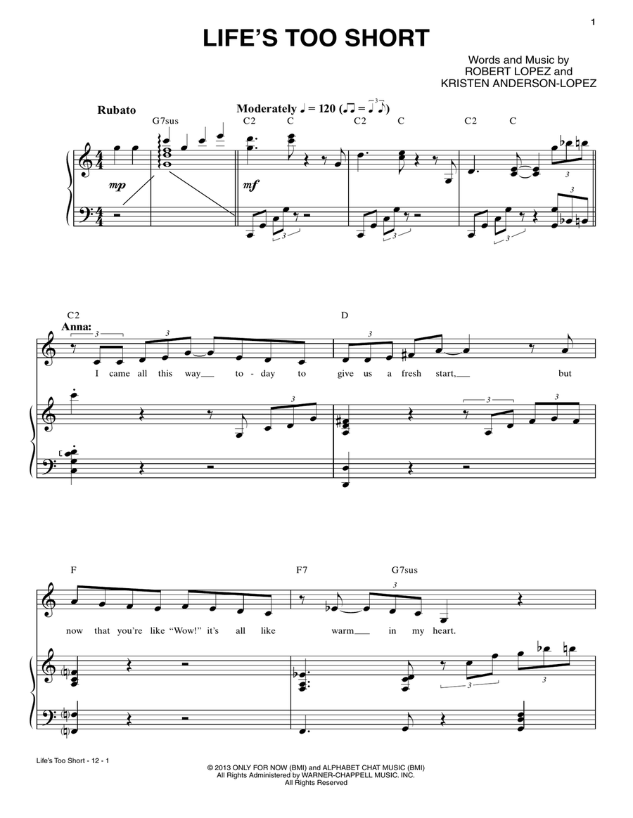 Life's Too Short Life's Too Short Voice scores gallery preview page 1
