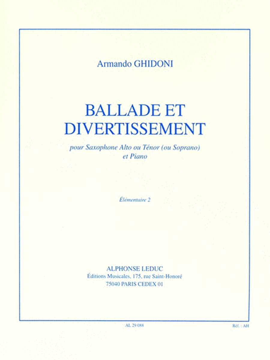 Ballade & Entertainment (alto Saxophone And Piano)