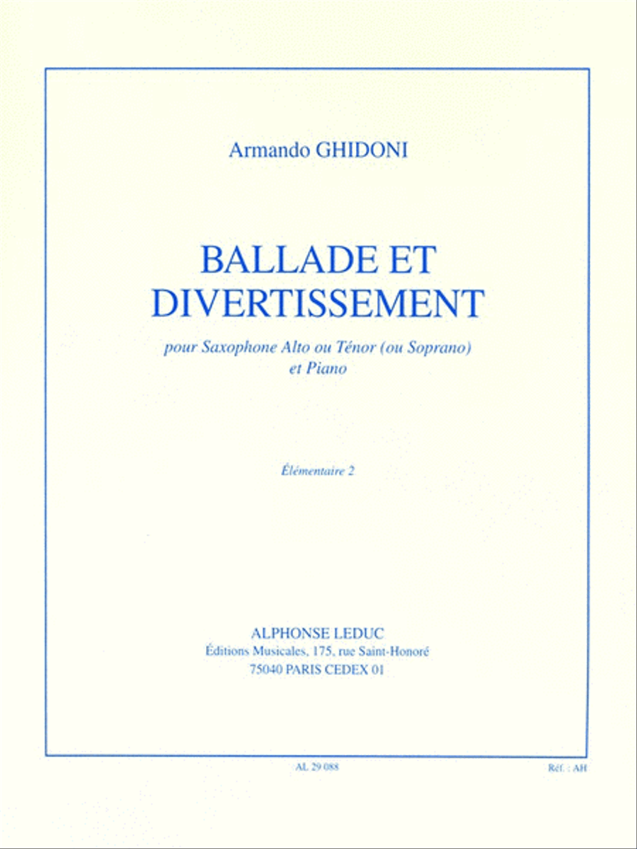 Ballade & Entertainment (alto Saxophone And Piano) Alto Saxophone scores gallery preview page 1
