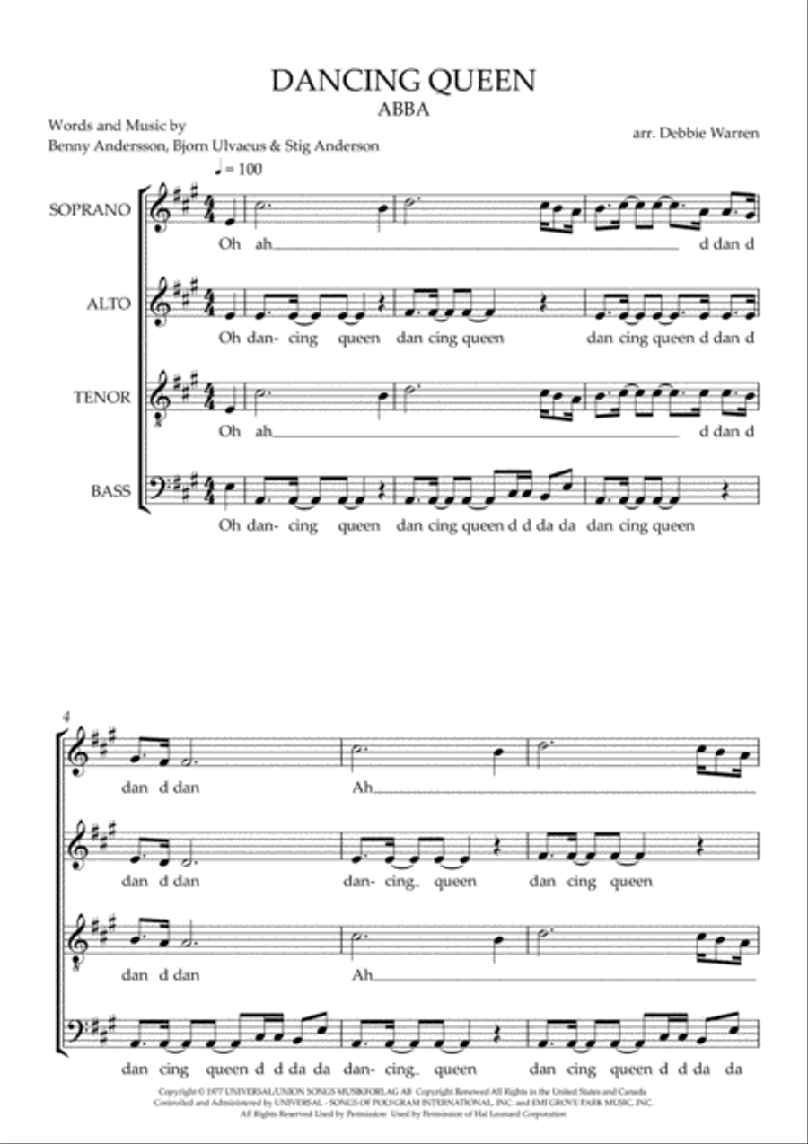 Dancing Queen Dancing Queen 4-Part scores gallery preview page 2