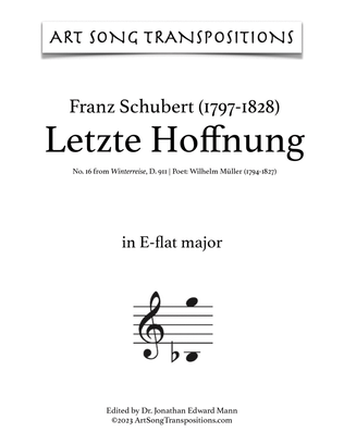 Book cover for SCHUBERT: Letzte Hoffnung, D. 911 no. 16 (transposed to E-flat major)