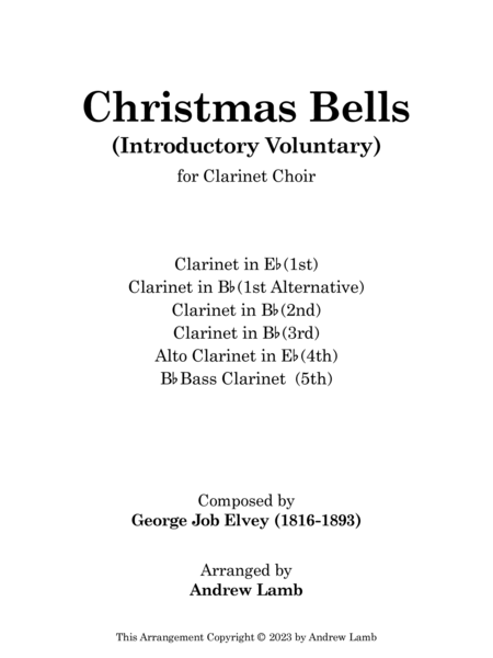 Christmas Bells (arr. for Clarinet Choir) image number null