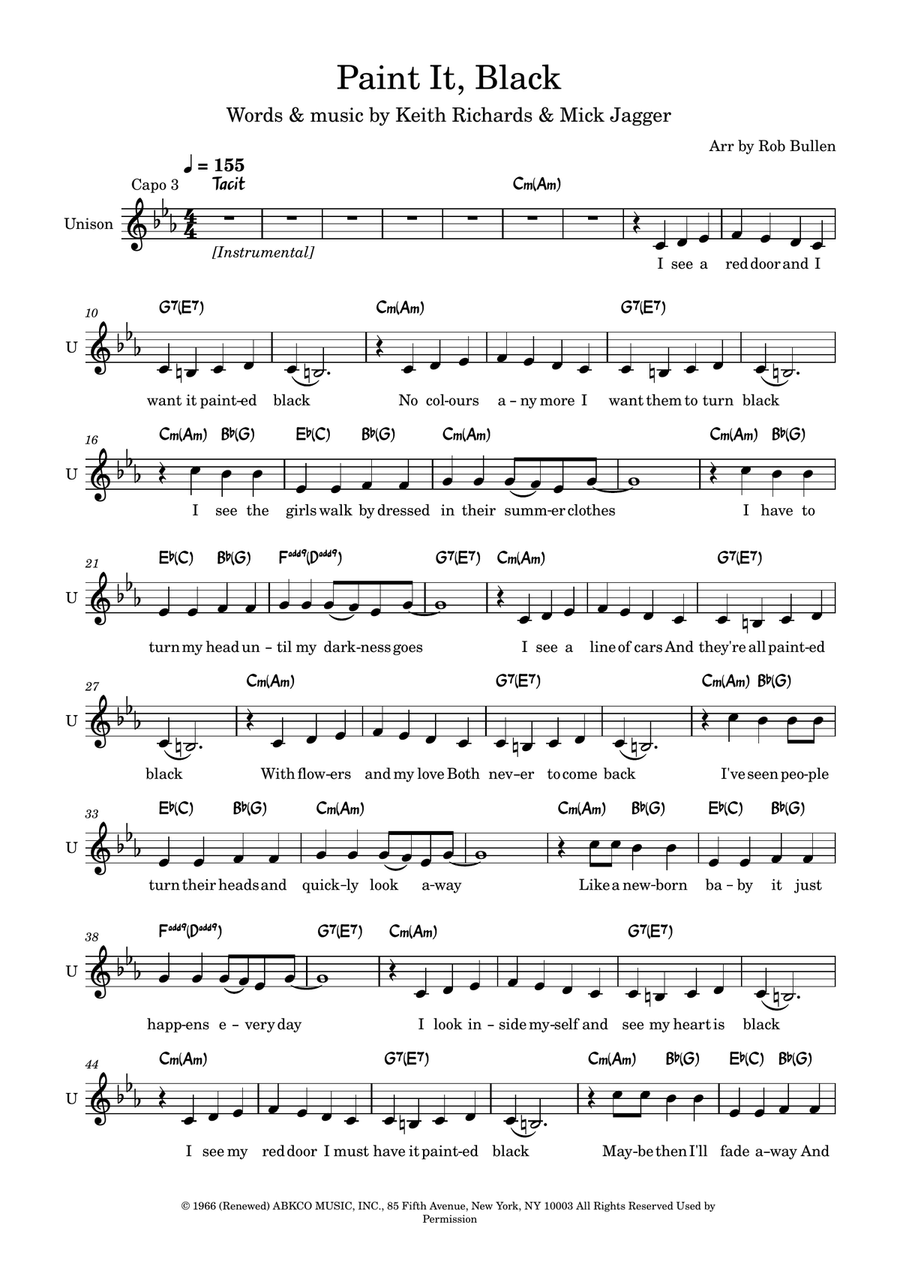 Paint It, Black Acoustic Guitar scores gallery preview page 1