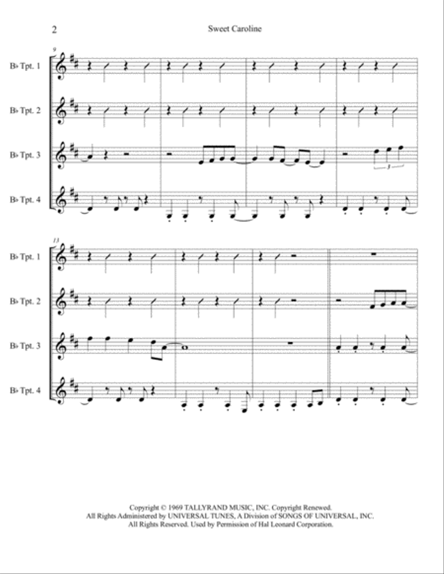 Sweet Caroline Brass Ensemble scores gallery preview page 3