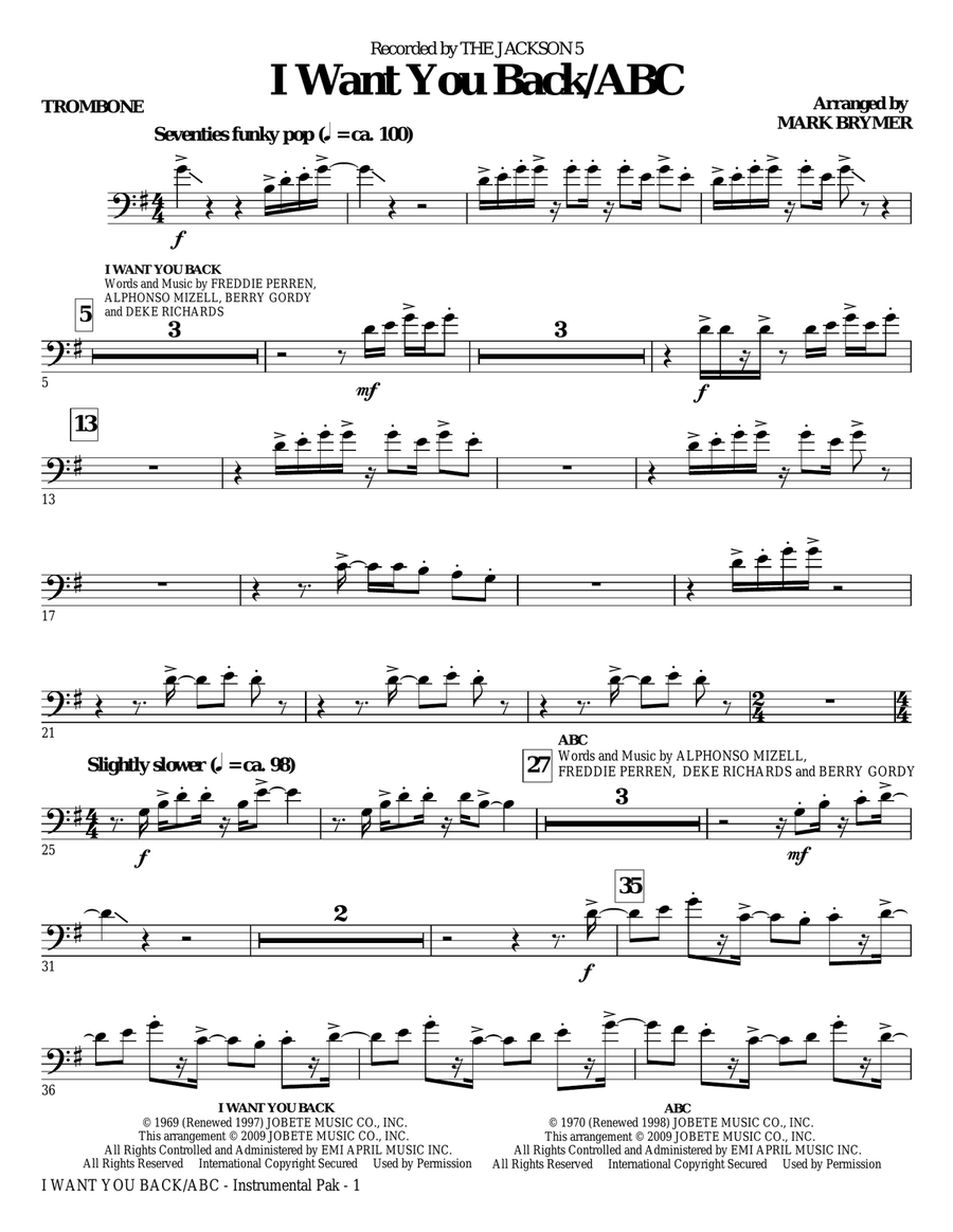 I Want You Back / ABC - Trombone
