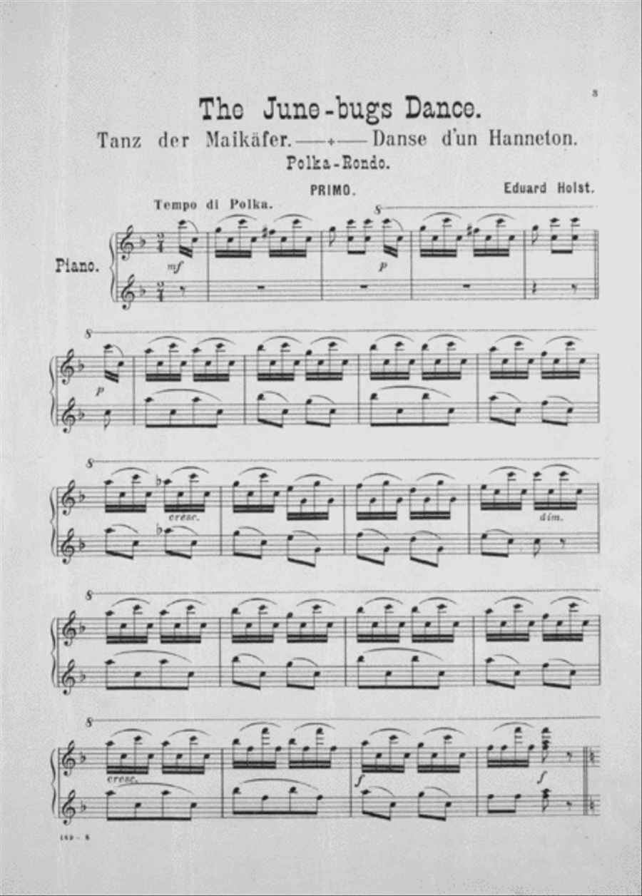 The June-bugs Dance. Tanz der Maikafer. Danse d'un Hanneton. Polka Rondo pour Piano Piano Duet scores gallery preview page 3