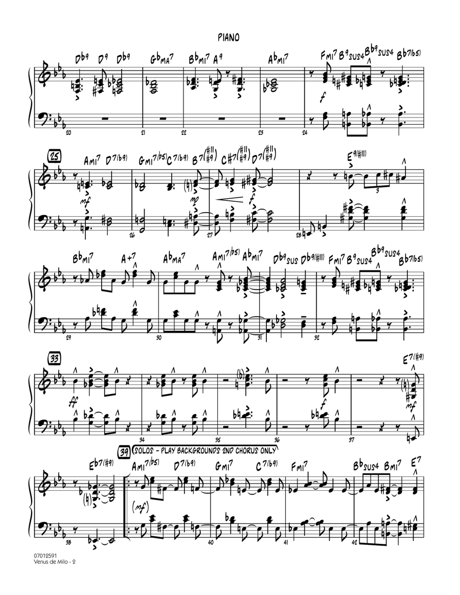 Venus de Milo - Piano Venus de Milo - Piano Jazz Ensemble scores gallery preview page 2