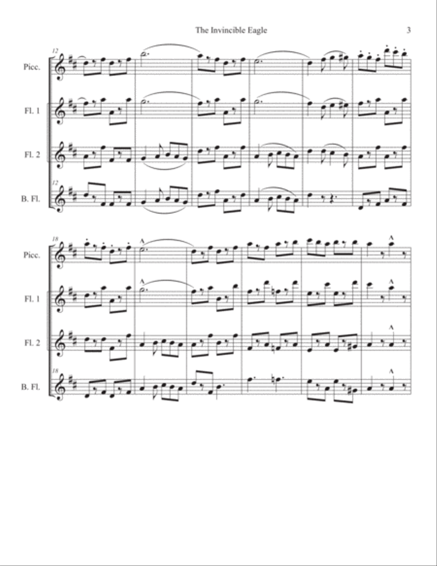 The Invincible Eagle for flute quartet Flute Quartet scores gallery preview page 3