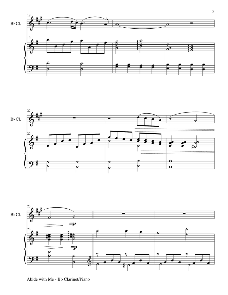 ABIDE WITH ME (Duet – Bb Clarinet and Piano/Score and Parts) Woodwind Duet scores gallery preview page 3