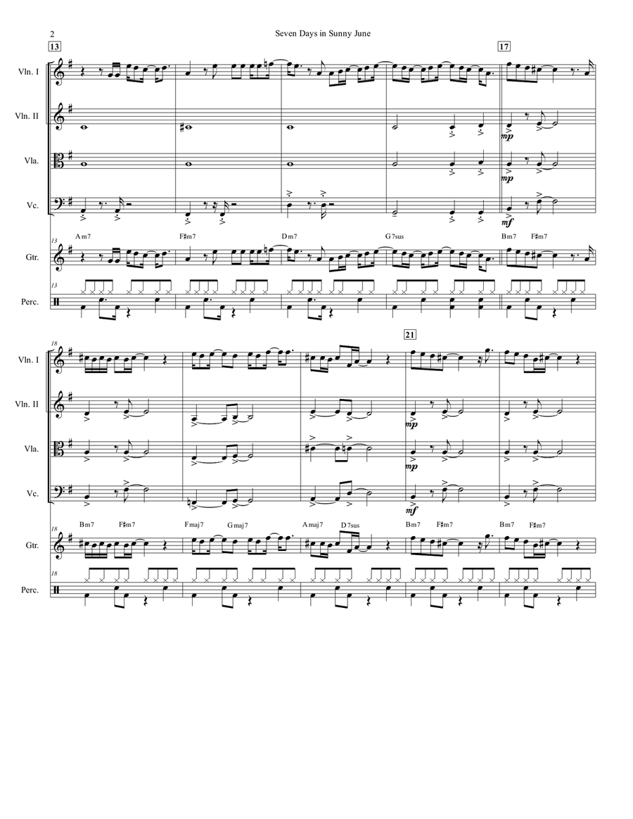 7 Sunny Days In June (Seven Days In Sunny June) String Quartet scores gallery preview page 3
