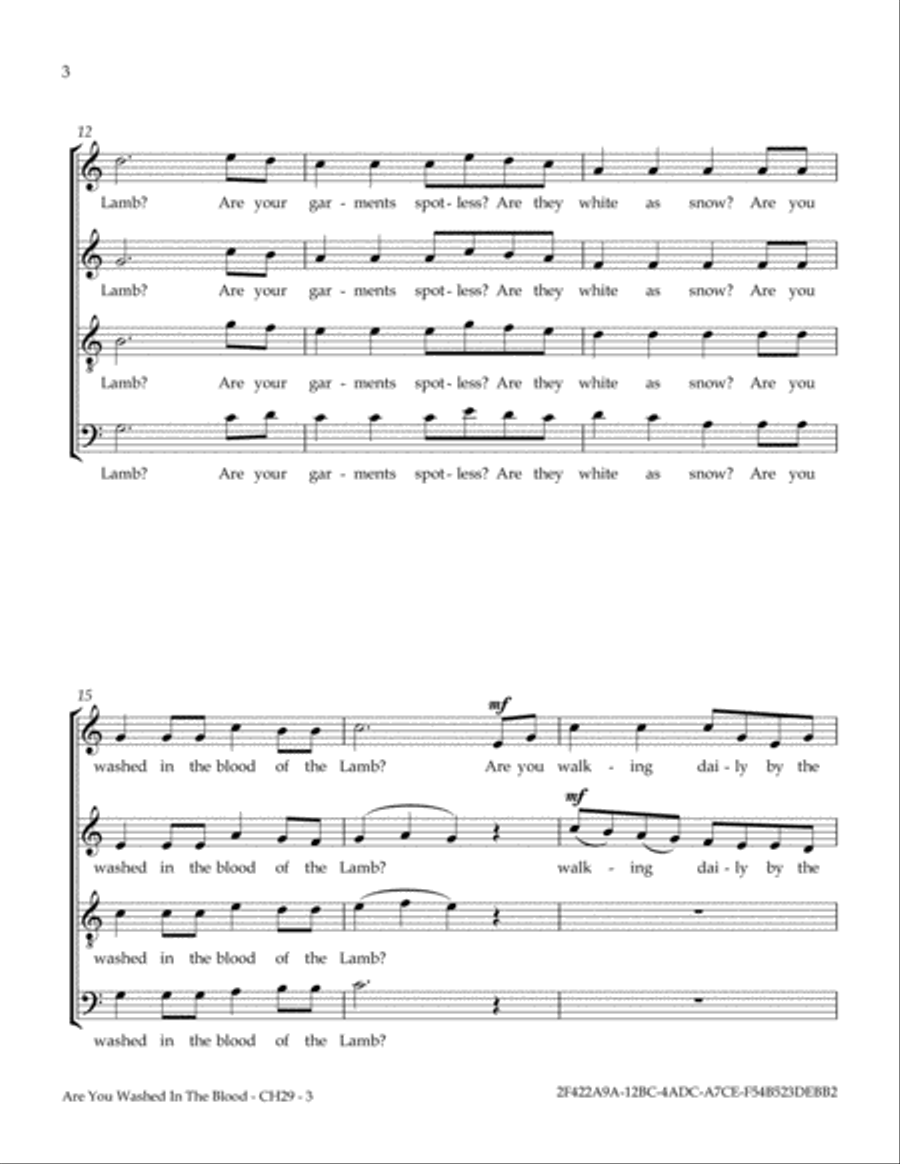 Are You Washed In the Blood 4-Part scores gallery preview page 4
